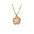 Collar flor de 5 pétalos de cuarzo rosa natural, en plata dorada 925, 42+3 cm
