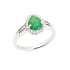 Bague avec aventurine verte goutte naturelle, en argent rhodié 925, 6x8 mm
