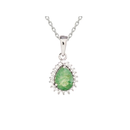 Pendentif avec aventurine verte goutte naturelle, en argent rhodié 925, 6x8 mm