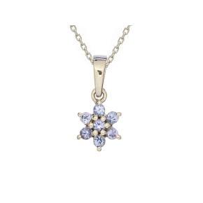Tanzaniethanger bloem blauw rond natuurlijk, gerhodineerd 925 zilver, 2 mm