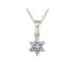 Colgante flor de tanzanita azul redonda natural, en plata rodiada 925, 2 mm