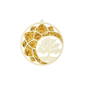 Amber tree charging plate, diameter 20 cm