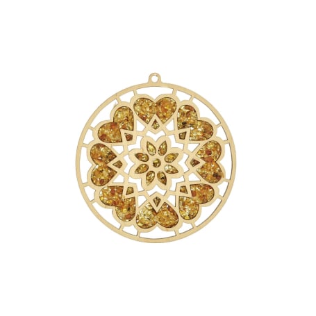 Amber heart charging plate, diameter 11 cm