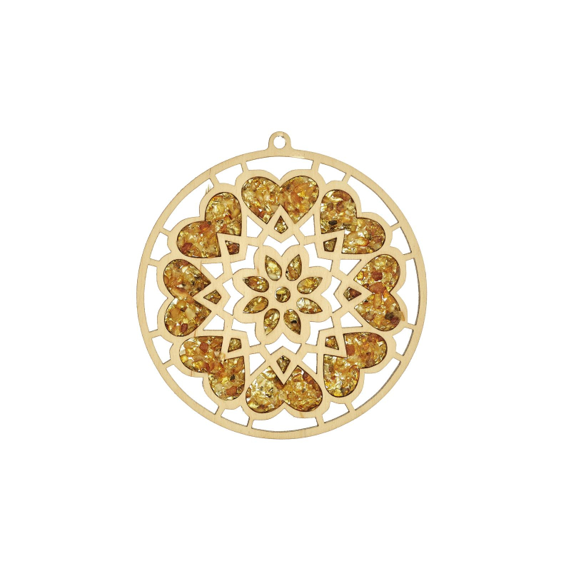 Amber heart charging plate, diameter 11 cm