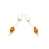 Boucles d'oreilles pendantes avec ambre cognac, argent rhodié 925, 10x15 mm