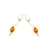 Oval cognac Baltic amber dangle earrings, rhodium-plated 925 silver, 10x15 mm