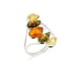 Anillo de ámbar báltico multicolor gota natural, en plata rodiada 925, 2x3 cm