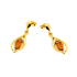 Oval cognac Baltic amber dangle earrings, gold-plated 925 silver, 5x10 mm