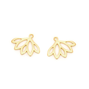 Lotus flower stud ear jackets, gold-plated 925 silver, 1.9x1.5 cm