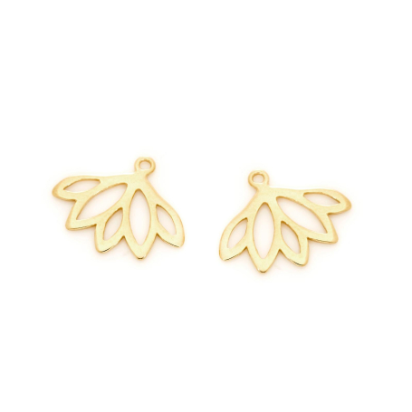 Oorstekers ear jacket lotusbloem, verguld 925 zilver, 1,9x1,5 cm