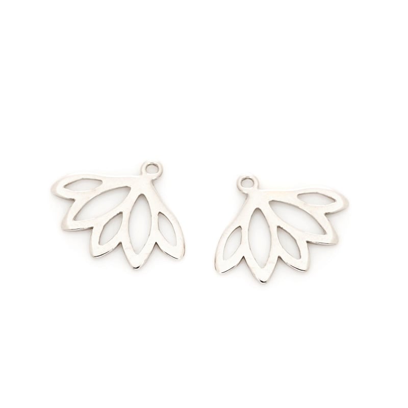 Brincos ear jacket flor de lótus, em prata rodiada 925, 1,9x1,5 cm