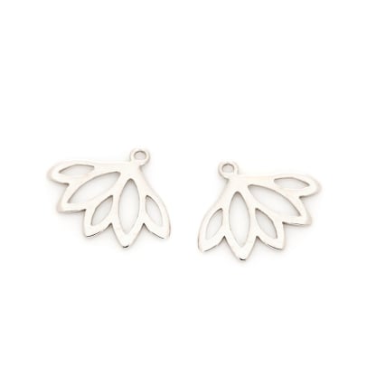 Brincos ear jacket flor de lótus, em prata rodiada 925, 1,9x1,5 cm