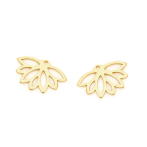 Lotus flower stud ear jackets, gold-plated 925 silver, 2.3x1.5 cm