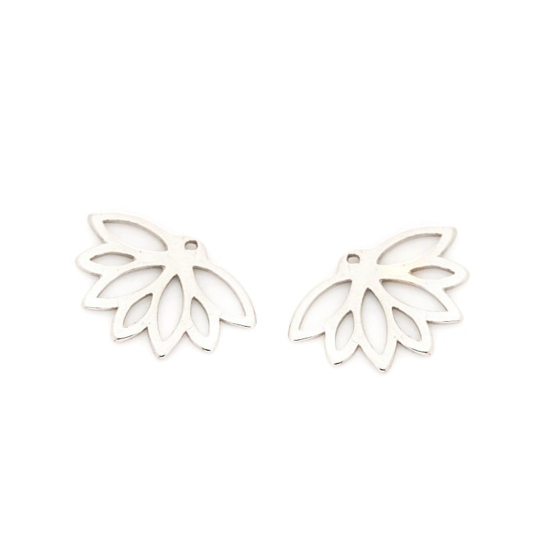 Orecchini a lobo ear jacket fiore di loto, in argento rodiato 925, 2,3x1,5 cm