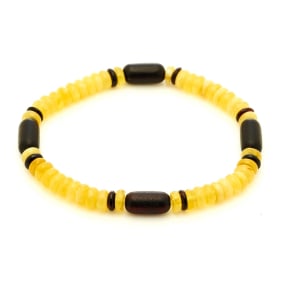 Natural disc multi-colored Baltic amber bracelet, 21-23 cm