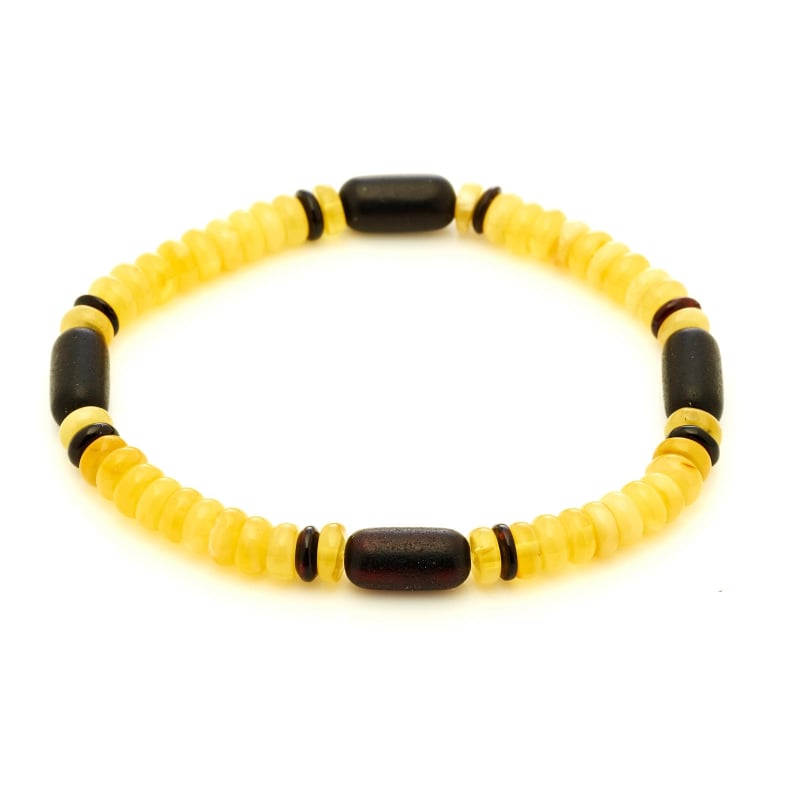 Natural disc multi-colored Baltic amber bracelet, 21-23 cm