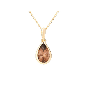 Rookkwartshanger bruin druppel natuurlijk, 375 goud, 7x11 mm
