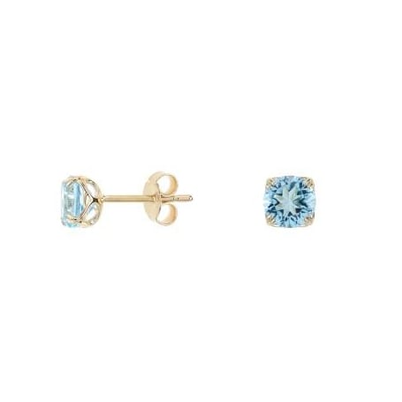 Topaasoorstekers blauw rond natuurlijk, 375 goud