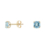 Cercei topaz albastru rotund natural, aur 375
