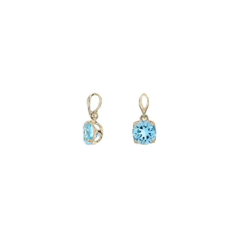 Topaashanger blauw rond natuurlijk, 375 goud