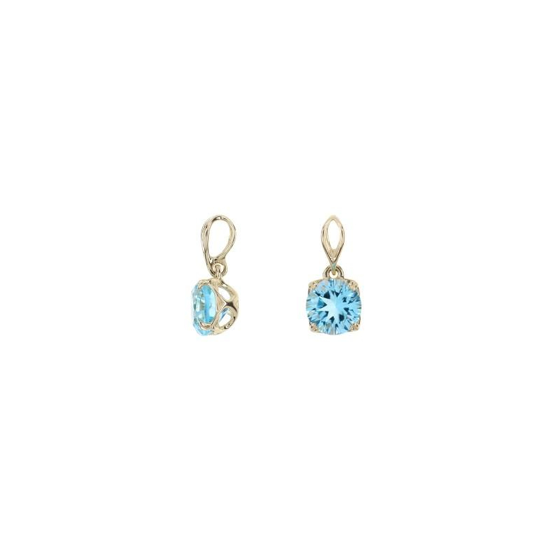 Topasanhänger blau rund natur, 375 Gold