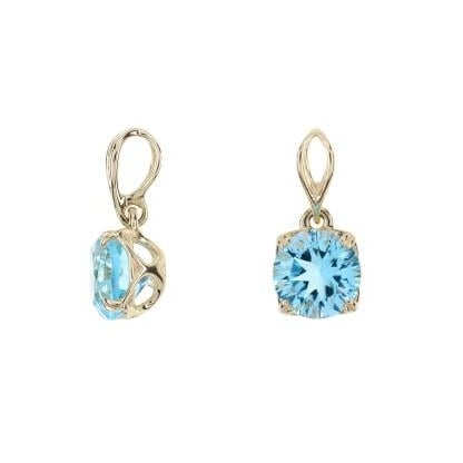 Topaashanger blauw rond natuurlijk, 375 goud