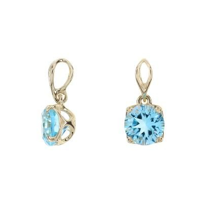 Topasanhänger blau rund natur, 375 Gold