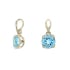 Pandantiv topaz albastru rotund natural, aur 375