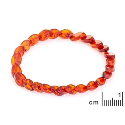 Pulseira de âmbar báltico cognac ponta natural, fecho de rosca, 18 cm
