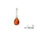 Baltische barnsteenhanger cognac druppel, gerhodineerd 925 zilver, 10x15 mm