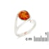 Bague avec ambre cognac rond de la mer Baltique, argent rhodié 925, 1,5x2 cm