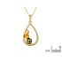 Natural round multi-colored Baltic amber pendant, gold-plated 925 silver, 7 mm
