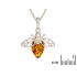 Colgante abeja de ámbar báltico coñac marquesa, plata rodiada 925, 9x10 mm