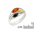 Anillo de ámbar báltico multicolor marquesa natural, plata rodiada 925, 2x1 cm