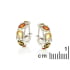 Boucles d'oreilles créoles avec ambre multicolore, argent rhodié 925, 3x5 mm