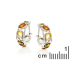 Orecchini a cerchio in ambra multicolore marquise, argento rodiato 925, 3x5 mm