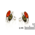 Pendientes de botón de ámbar multicolor marquesa, plata rodiada 925, 4x8 mm