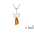 Irregular cognac Baltic amber angel pendant, rhodium-plated 925 silver, 5x12 mm