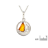 천연 코냑 비정형 발트 호박 배 펜던트, 925 로듐 도금 실버