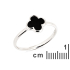 Anillo de ónix negro trébol natural, en plata rodiada 925, 1x1 cm