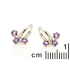 Cercei creole ametist violet rotund natural, argint rodiat 925, 3 mm