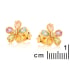 Brincos flor de multipedra multicolor gota natural, em prata dourada 925, 2x3 mm