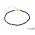 Pulsera de lapislázuli afgano azul irregular, plata dorada 925, 15,5+3 cm