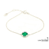 Pulseira trevo de ónix verde natural, em prata rodiada 925, 15,5+1,5+1,5 cm