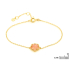 Pulseira flor de 5 pétalas de quartzo rosa, prata dourada 925, 15,5+1,5+1,5 cm