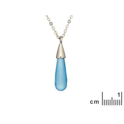 Chalcedonkette Eiszapfen grün Tropfen gefärbt, 925 Silber rhodiniert, 42+3 cm