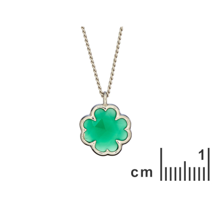 Collar trébol de ónix verde natural, en plata rodiada 925, 42+3 cm