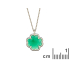 Collar trébol de ónix verde natural, en plata rodiada 925, 42+3 cm