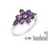 Anillo de amatista violeta gota natural, en plata rodiada 925, 2x1,5 cm
