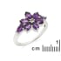 Natural drop purple amethyst ring, rhodium-plated 925 silver, 2x1.5 cm
